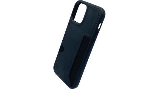Pallium (black) / Iphone 12 pro Hülle mit Echt-Leder Applikation / Cover / Case