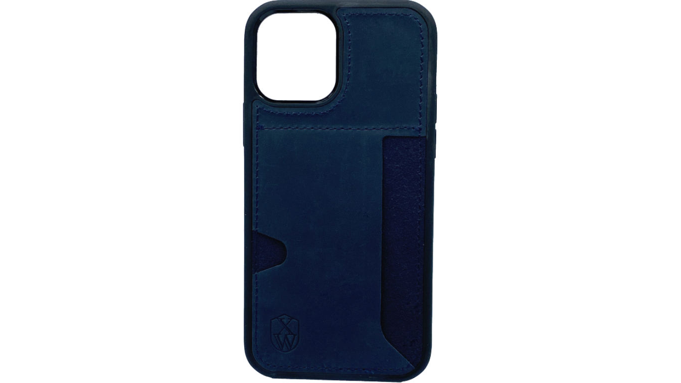 Pallium (blue) / Iphone 12 pro Hülle mit Echt-Leder Applikation / Cover / Case