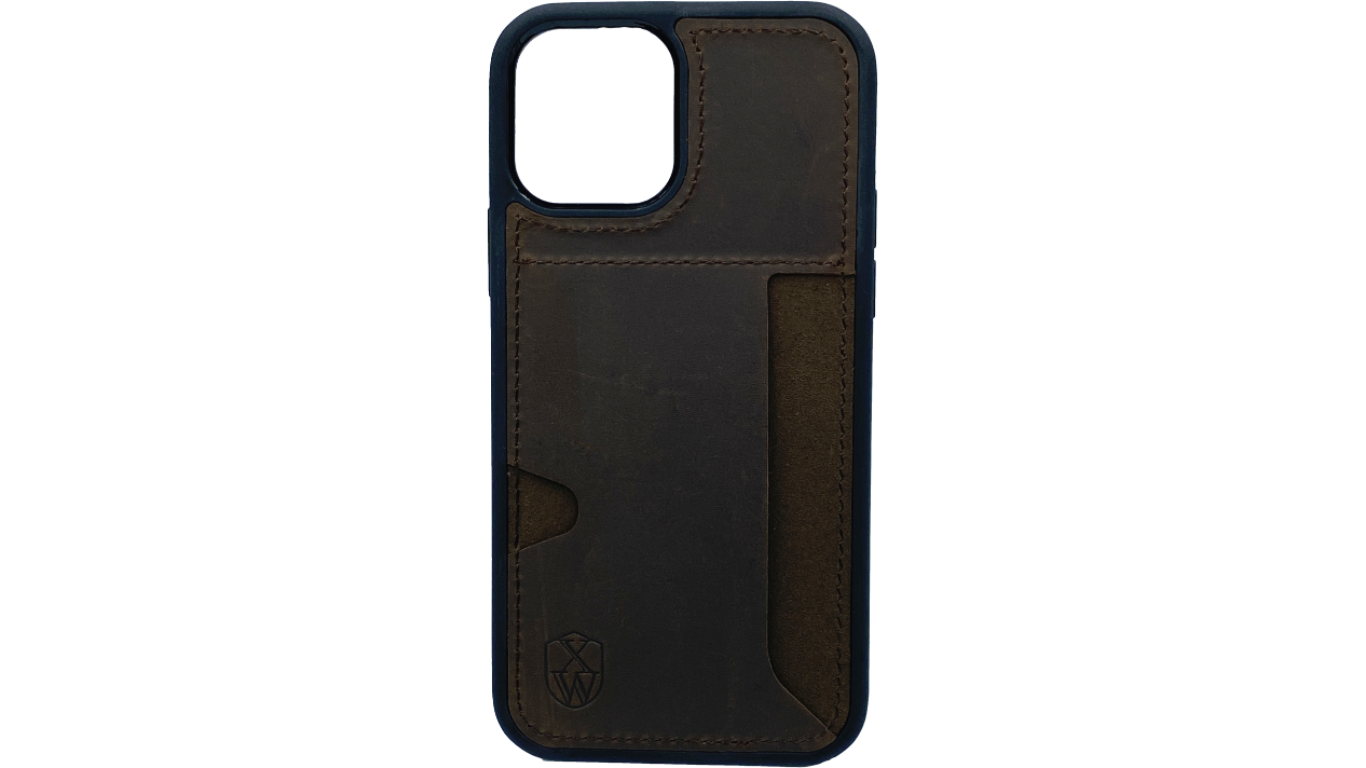 Pallium (dark brown) / Iphone 12 pro Hülle mit Echt-Leder Applikation / Cover / Case