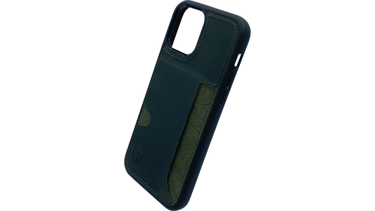 Pallium (green) / Iphone 12 pro Hülle mit Echt-Leder Applikation / Cover / Case