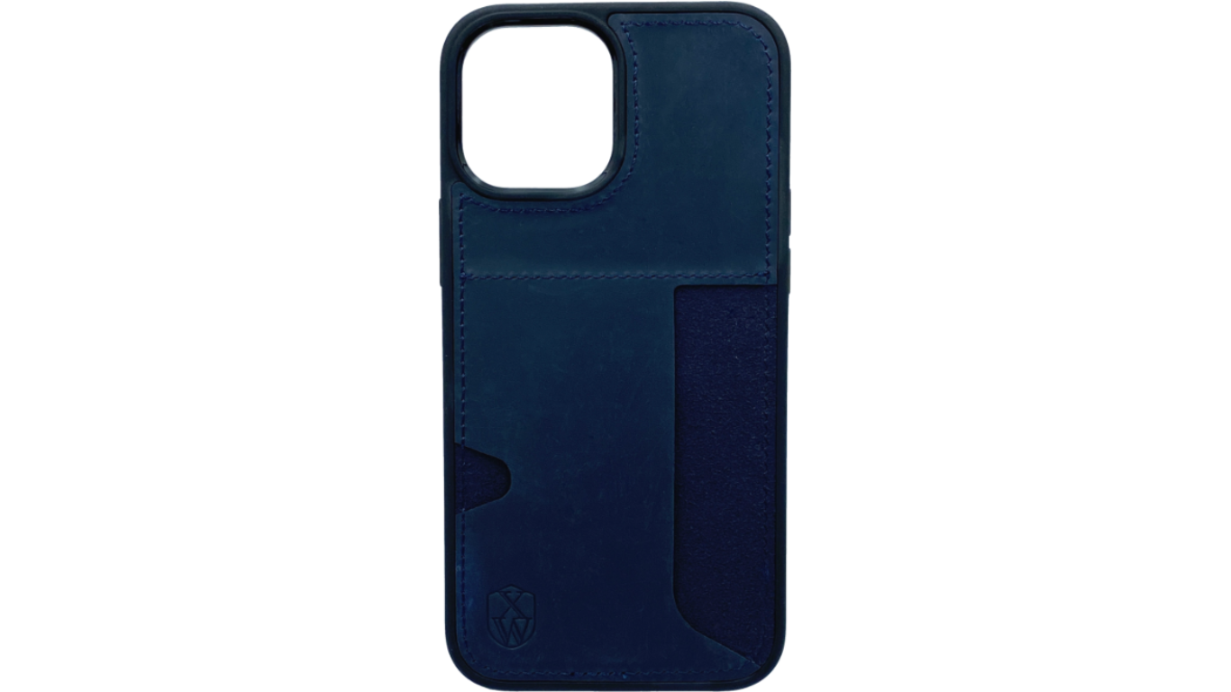 Pallium max (blue) / Iphone 12 pro max Hülle mit Echt-Leder Applikation / Cover / Case