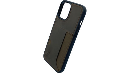 Pallium max (dark brown) / Iphone 12 pro max Hülle mit Echt-Leder Applikation / Cover / Case