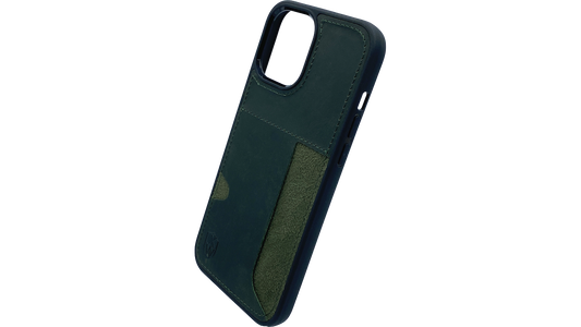 Pallium max (green) / Iphone 12 pro max Hülle mit Echt-Leder Applikation / Cover / Case