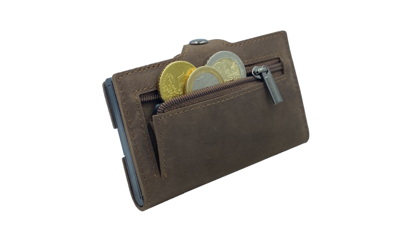 Proprius (dark brown) / smarte Geldbörse mit RFID-Schutz und Münzfach / smart wallet / slim wallet